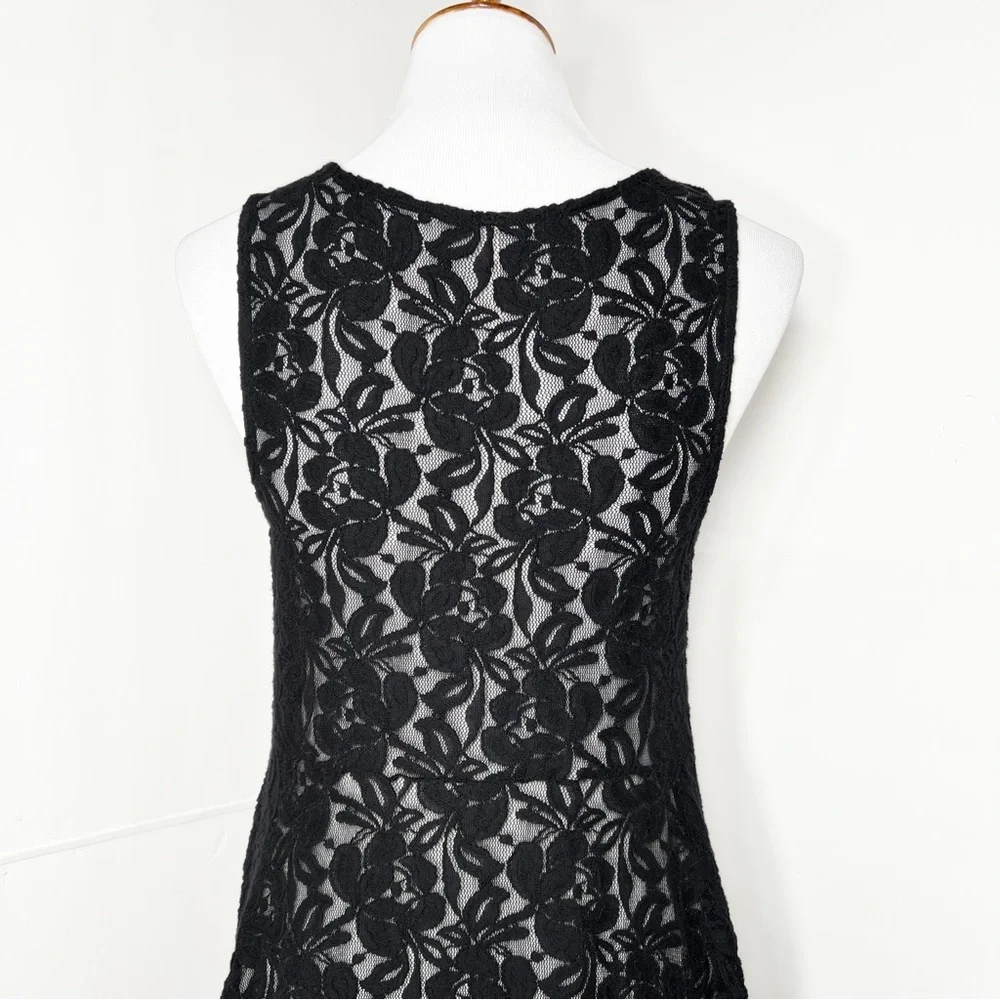 Free People Black Floral Crochet Lace Sleeveless Fit and Flare A Line Dress - Picture 8 of 10